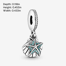 Load image into Gallery viewer, Pandora Jewelry Starfish and Sea Shell Dangle Cubic Zirconia Charm in Sterling Silver