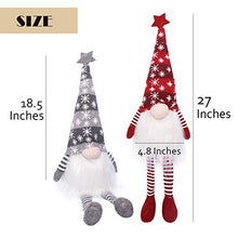 Load image into Gallery viewer, EDLDECCO Christmas Gnome with Light Timer 27 Inches Set of 2 Knitted Hat Nisse Figurine Plush Swedish Nordic Tomte Scandinavian Elf X'Mas Holiday Party Home Decor Ornaments (Red & Grey)