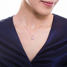 Load image into Gallery viewer, BERRICLE Rhodium Plated Sterling Silver Solitaire Anniversary Wedding Pendant Necklace Made with Swarovski Zirconia Princess Cut 1.24 CTW