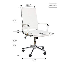 Load image into Gallery viewer, Okeysen Office Desk Chair, Ergonomic High Back Ribbed, Height Adjustable Tilt, Upgraded Seat with Arm PU Wrap, Swivel Executive Conference Task Rolling Chair. (White)
