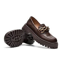 Load image into Gallery viewer, Beau Today Loafers for Women with Chains Chunky Platform Lug Sole Slip On Shoes Brown 6