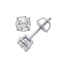 Load image into Gallery viewer, PARIKHS Round Diamond stud Plus Quality Screw Back 14K White Gold (0.25 ctw)