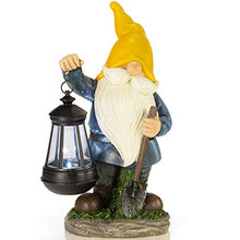 Load image into Gallery viewer, VP Home Earnest Garden Gnome with Lantern Solar Powered LED Outdoor Decor Light (Yellow Hat)