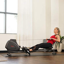 Load image into Gallery viewer, Sunny Health & Fitness Compact Folding Magnetic Rowing Machine with LCD Monitor, Bottle Holder, 43 Inch Slide Rail, 285 LB Max Weight - Synergy Power Motion - SF-RW5801, Silver