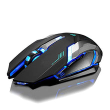 Load image into Gallery viewer, Wireless Gaming Mouse, VEGCOO C8 Silent Click Wireless Rechargeable Mouse with Colorful LED Lights and 2400/1600/1000 DPI 400mah Lithium Battery for Laptop and Computer (C9 Black)
