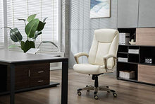Load image into Gallery viewer, Amazon Basics Bonded Leather Big & Tall Executive Office Computer Desk Chair, 350-Pound Capacity - Cream