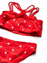 Load image into Gallery viewer, Tommy Hilfiger Girls' Two-Piece Swimsuit, Foil Star Flounce Chinese Red, 5