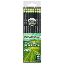 Load image into Gallery viewer, Ticonderoga Pencils, Wood-Cased, Graphite #2 HB Soft, Black, 24-Pack (13926)