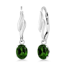 Load image into Gallery viewer, Gem Stone King 925 Sterling Silver Green Chrome Diopside Earrings For Women (1.60 Cttw, Gemstone Oval 7X5MM)