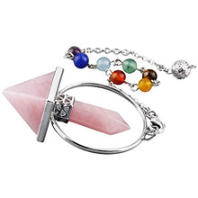 Load image into Gallery viewer, TUMBEELLUWA Healing Crystal Quartz 7 Chakra Pendulum Dowsing Gemstone Divination Reiki Stone,Rose Quartz