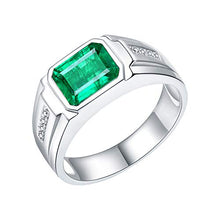Load image into Gallery viewer, Lanmi 14K White Gold Natural Men's Emerald Ring Sapphire Tanzanite Engagement Wedding Band with Diamonds for Man