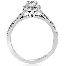 Load image into Gallery viewer, 1ct Cushion Halo Diamond Engagement Ring 14K White Gold - Size 4.5