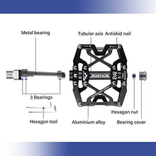 Load image into Gallery viewer, Mountain Bike Pedals Bicycle Pedal, SGODDE Bike Pedal Bicycle Platform Flat Pedals Cycling Ultra Sealed Bearing Aluminum Alloy Pedal for Road Mountain BMX MTB 9/16"(with Wrench and Shims)