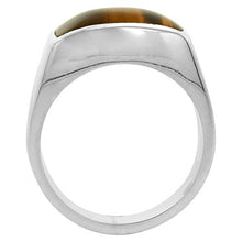 Load image into Gallery viewer, Sterling Silver Tiger Eye Ring for Men Rectangular Domed Solid Back Handmade, Size 13