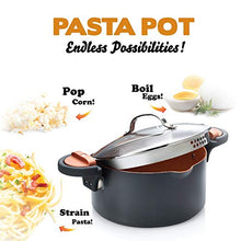 Load image into Gallery viewer, Gotham Steel 5 Quart Stock Multipurpose Pasta Pot with Strainer Lid & Twist and Lock Handles, Nonstick Ceramic Surface Makes for Effortless Cleanup with Tempered Glass Lid, Dishwasher Safe, Graphite