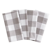 Load image into Gallery viewer, Elrene Home Fashions Farmhouse Living Buffalo Check Napkin Set of 4, 20" x 20", Gray/White 4