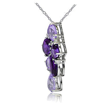 Load image into Gallery viewer, GemStar USA Sterling Silver African Amethyst and White Topaz Tonal Cluster Necklace