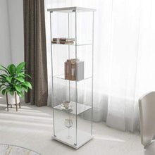 Load image into Gallery viewer, Glass Display Cabinet 4-Shelf Case in Clear with Door, Curio Cabinet Glass Door Collection Display Case for Home Office (64” x 17”x 14.5, White)