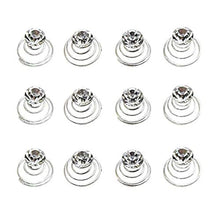 Load image into Gallery viewer, canjoyn 24 Pcs Bridal Gem Spin Hair Pins Swirl Hair Twists Coils Wedding Spiral Twist Hairpins Shiny Rhinestone Crystal Twisters Metal Spiral Updo Prom (White)
