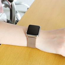 Load image into Gallery viewer, YC YANCH Band Compatible with Apple Watch 38mm with Case, Stainless Steel Mesh Loop Band with Apple Watch Screen Protector Compatible with iWatch Series 1/2/3/4/5/6, SE (38mm Light Gold)