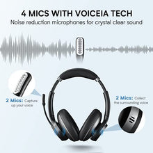 Load image into Gallery viewer, Bluetooth Headset with Microphone, eMeet ENC Noise Cancelling Headphones with 4 Mics, All Day Battery & Comfortable Design PC Headset, Dual-Bluetooth/Dongle/USB Connection for PC/Mac/Tablet/Cell Phone