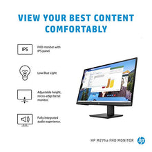 Load image into Gallery viewer, HP M27ha FHD Monitor - Full HD Monitor (1920 x 1080p) - IPS Panel and Built-in Audio - VESA Compatible 27-inch Monitor Designed for Comfortable Viewing with Height and Pivot Adjustment - (22H94AA#ABA)