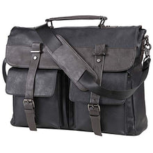 Load image into Gallery viewer, Leather Messenger Bag for Men, 17.3 Inch Vintage Leather Laptop Bag Briefcase Satchel, Large Messenger Bag Water Resistant School Work Bag (Black) …