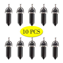 Load image into Gallery viewer, Wholesale 10 PCS Genuine Black Obsidian Hexagonal Stone Pendants Healing Point Reiki Charms Bulk for Jewelry Making