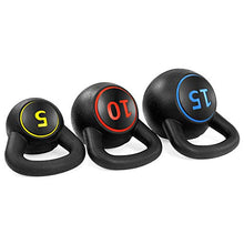 Load image into Gallery viewer, Best Choice Products 3-Piece HDPE Kettlebell Exercise Fitness Weight Set w/Base Rack, 5lb, 10lb, 15lb Weights
