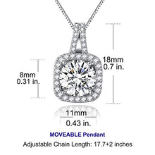 Load image into Gallery viewer, SBLING Platinum Plated AAAA Cubic Zirconia Cushion Shape Halo Pendant Necklace- Gifts for Women/Girls