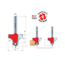 Load image into Gallery viewer, Freud ¾ In. Radius Rounding Over Bit with Quadra-Cut 4-Cutter Design with ½” Shank (34-128), Multi