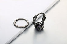 Load image into Gallery viewer, Double Fair Black Gold Plated Amethyst Crystal Ring Set Paved with Cubic Zircon (DWR480) (9)