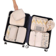 Load image into Gallery viewer, BAGAIL 8 Set Packing Cubes, Lightweight Travel Luggage Organizers with Shoe Bag, Toiletry Bag & Laundry Bag (Cream)