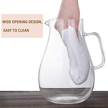 Load image into Gallery viewer, Hiware 64 Ounces Glass Pitcher with Lid / Water Pitcher with Handle - Good Beverage Carafe Pitcher for Juice, Milk, Beverage, Hot/Cold Water & Iced Tea, Cleaning Brush Included