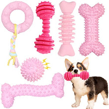 Load image into Gallery viewer, Puppy Toys, 6 Pack Dog Chew Toys for Puppy Teething Cute Pink Dog Toys Puppies Teething Squeaky Toys for Cleaning Teeth and Protect Oral Health Soft & Durable Puppy Chew Toys for Small and Medium Dogs