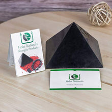 Load image into Gallery viewer, Polished Shungite Pyramid 4 Inches, Contains Carbon Fullerenes for EMF Protection | Authentic Anti-Radiation Shungite Stone Figures from Karelia, Russia | 4 Inch Pyramid, Polished