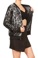 Load image into Gallery viewer, Anna-Kaci Womens Gradient Tiered Multi Colored Sequin Front Zip Jacket with Ribbed Cuffs, Silver and Red, Small