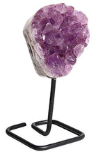 Load image into Gallery viewer, JIC Gem Natural Deep Purple Amethyst Crystal Cluster on Metal Stand Small Healing Crystals Stone Home Office Decor