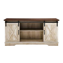 Load image into Gallery viewer, Walker Edison Furniture Company Modern Farmhouse Sliding Barndoor Wood Stand for TV's up to 65" Flat Screen Cabinet Door Living Room Storage Entertainment Center, 28 Inches Tall, White Oak