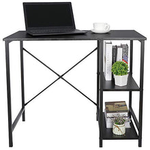 Load image into Gallery viewer, SUPER DEAL Computer Writing Desk Wood and Metal Study Desk with Shelves, PC Laptop Home Office Study Table,36 inches(Black)