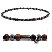 Load image into Gallery viewer, Accents Kingdom 8MM Red Tiger's Eye Bead Hematite Classic Magnetic Necklace, 20"