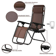 Load image into Gallery viewer, Patio Chair Zero Gravity Chairs Set of 1 Outdoor Adjustable Dining Reclining Folding Chairs for Deck Patio Beach Yard with Pillow and Cup Holder