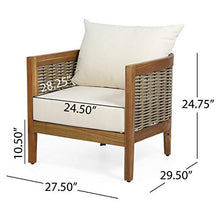 Load image into Gallery viewer, CHRISTOPHER KNIGHT HOME Burchett Outdoor 4pc Chat Set - Acacia Wood and Wicker - Teak/Mixed Brown/Beige