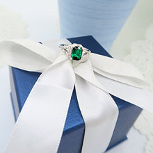 Load image into Gallery viewer, Dazzlingrock Collection 7X5 MM Emerald Lab Created Emerald & Round Natural White Diamond Ladies Split Shank Engagement Ring, 10K White Gold, Size 7