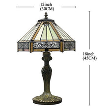 Load image into Gallery viewer, Tiffany Lamps Yellow Hexagon Stained Glass Lampshade Antique Base Mission Style End Coffee Table Lamps Read Lighting W12 H18 Inch for Living Room Bedroom Bedside Desk S011 WERFACTORY