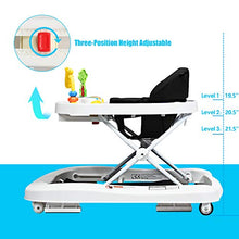 Load image into Gallery viewer, INFANS Foldable Baby Walker, 3 in 1 Toddler Walker Bouncer, Learning-Seated, Walk-Behind, Music, Adjustable Height, High Back Padded Seat, Detachable Trampoline Mat, Activity Walker with Toys, Black