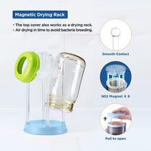 Load image into Gallery viewer, YOTIME Travel Baby Bottle Brush Set with Extendable Silicone Bottle Brush, Nipple Brush, Magnetic Baby Bottle Drying Rack, Straw Cleaner Brush, Baby Bottle Soap Dispenser, Baby Bottle Warmer (Blue)