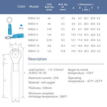Load image into Gallery viewer, HKS 50 PCS Ring Terminals 1/4" Blue 16-14 AWG - M6 - Electrical Connectors - Heat Shrink Wire Connector Kit - Tinned Red Copper - Automotive Marine Ring Connectors - Waterproof and Insulated