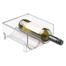 Load image into Gallery viewer, mDesign Plastic Free-Standing Wine Rack Storage Organizer for Kitchen Countertops, Table Top, Pantry, Fridge - Holds Wine, Beer, Pop/Soda, Water Bottles - Stackable, 2 Bottles - Clear