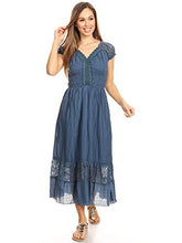 Load image into Gallery viewer, Anna-Kaci Blue Large Size Smocked Waist Summer Maxi Dress Cap Sleeve Boho Gypsy, Blue, Large